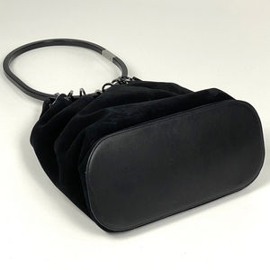 Gucci Black Logo Handbag Plastic Handle Suede